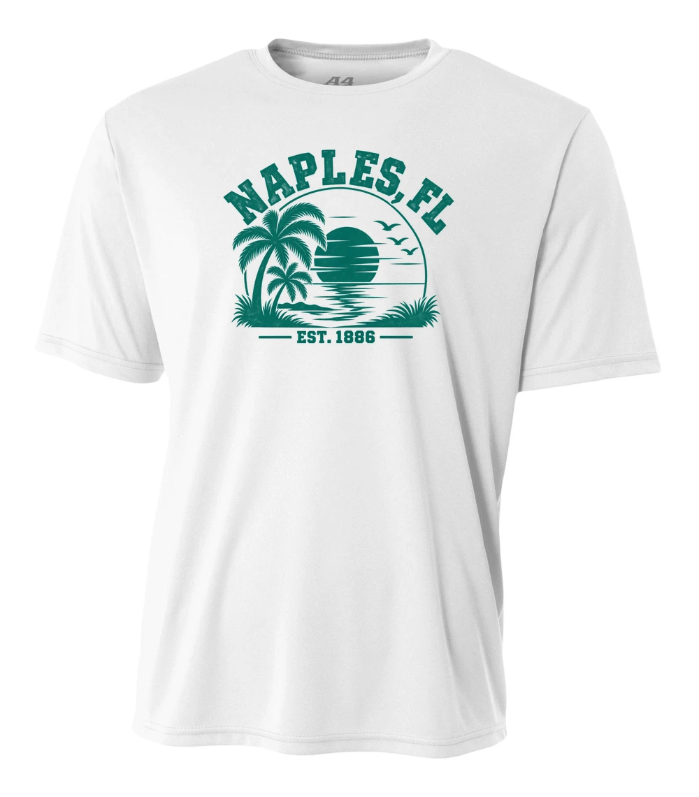 Naples EST 1886 on the A4 Cooling Performance Crew in White, front